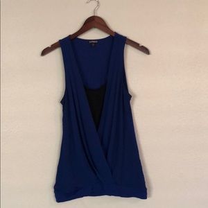 Express Navy Blue & Black Blouse (Worn Once)
